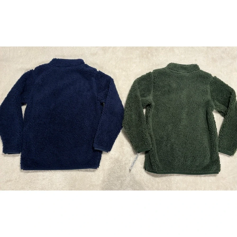 TWO‎ Carters Blue & Green Quarter Zip Sherpa Pullover Long Sleeve Sz 8 NWT